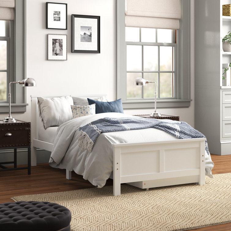 Full white bed frame with deals drawers